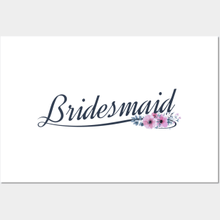 Elegant Bridesmaid Floral Wedding Calligraphy Posters and Art